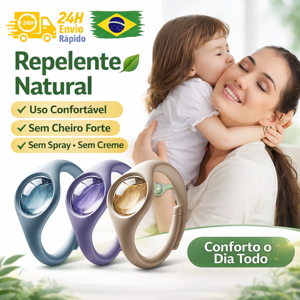 Pulseira Repelente Anti Mosquito Óleo Essencial Ajustável Adulto e Infantil Reutilizável Estoque no Brasil