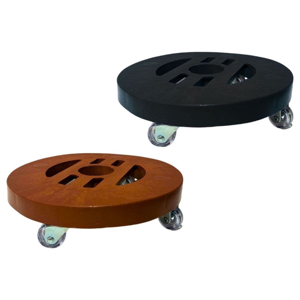 Kit 2 Suporte Para Vaso de Planta com Rodinha de Acrílico Transparente 24cm