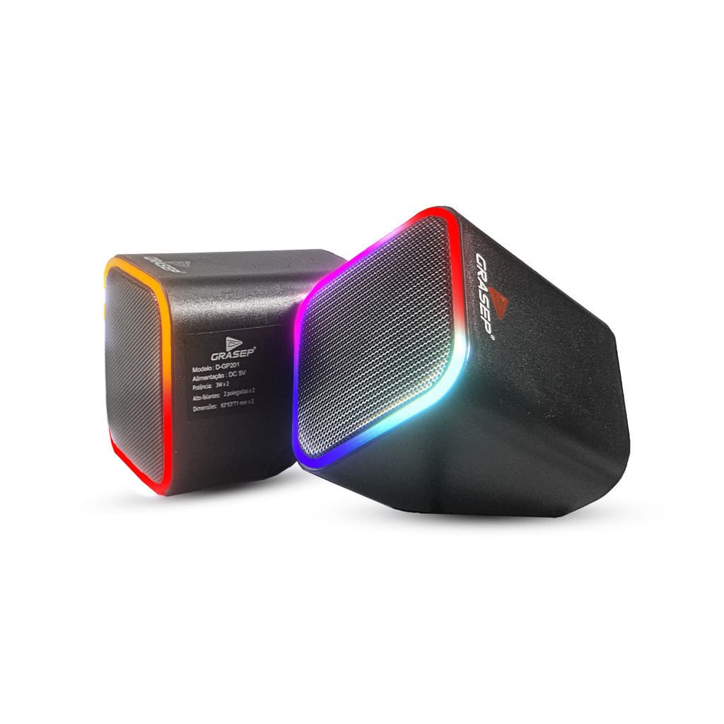 Caixa De Som Som Claro Nítido Profundo Estéreo 2.0 RGB 6W RMS  USB E P2 Plug & Play