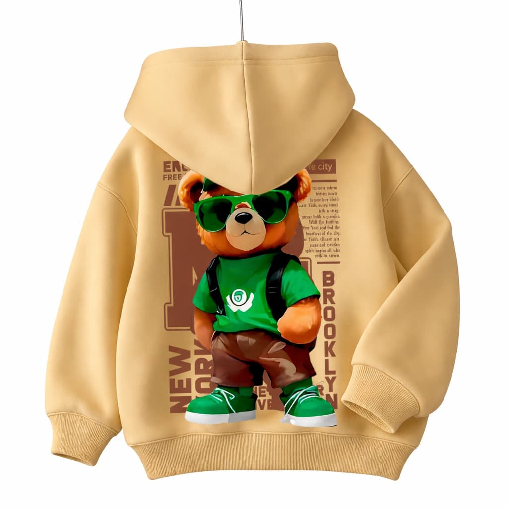 Moletom Infantil Menino Canguru Urso NY Cartoon Blusa Frio Inverno Com Capuz Algodão Criança Molekada