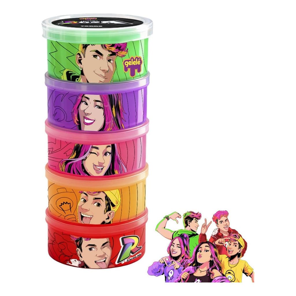 Slime Gelelé Torre 330g Dos Rosa Youtubers 5 Cores