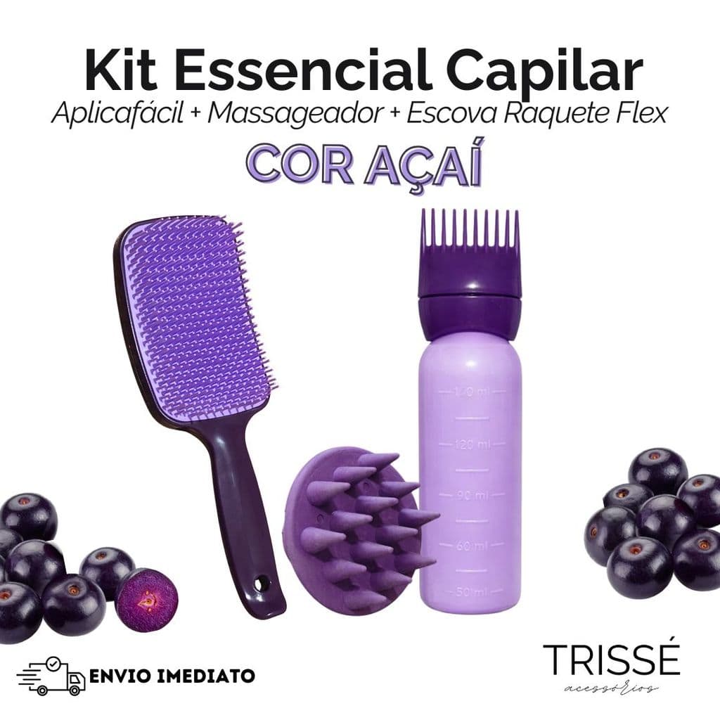 Kit Capilar Sensorial Premium Escova Aplicador Massageador Rotina Crescimento Raiz