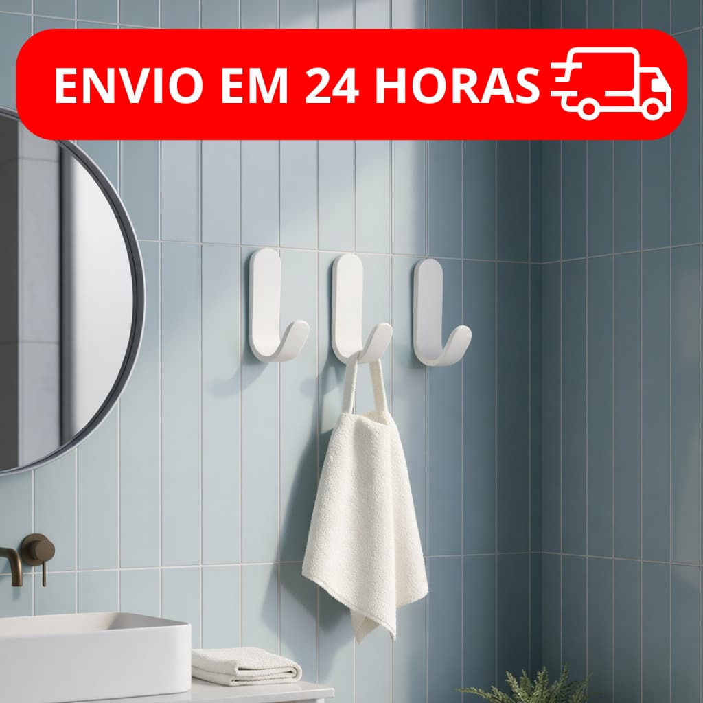 Cabide Gancho de Parede com Fita Dupla Face 3M para Toalhas Banheiro Duas Cores G31