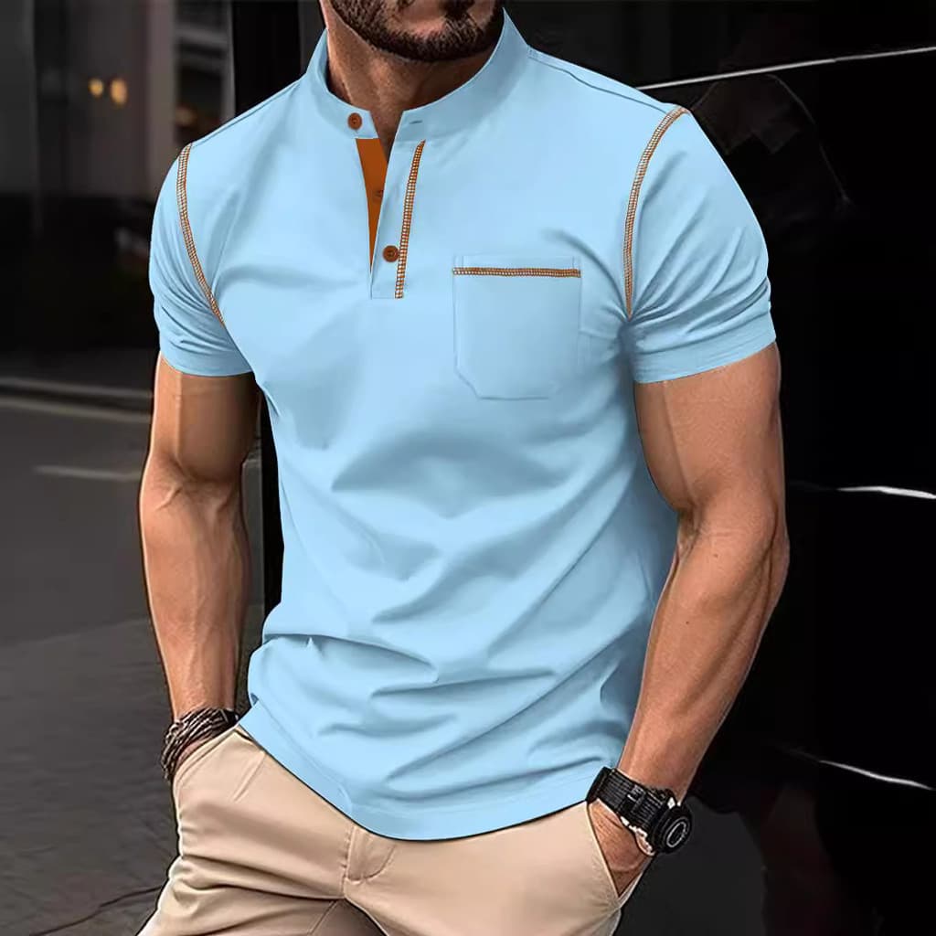 Camisas polo masculinas camisas polo masculinas verão Casual camisas polo de manga curta gola alta bolso esportes camisa