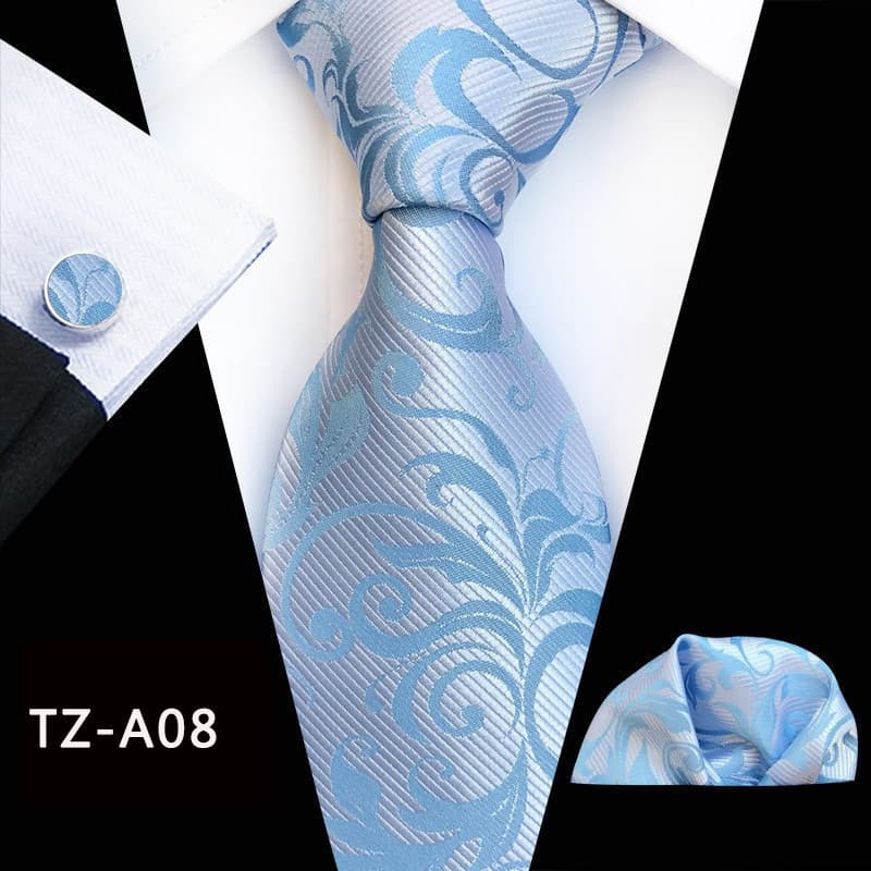 Conjunto De Gravata Masculina Clássico Seda Negócios Casamento Floral Pescoço Gravatas Lenço Abotoaduras Conjuntos Bolso