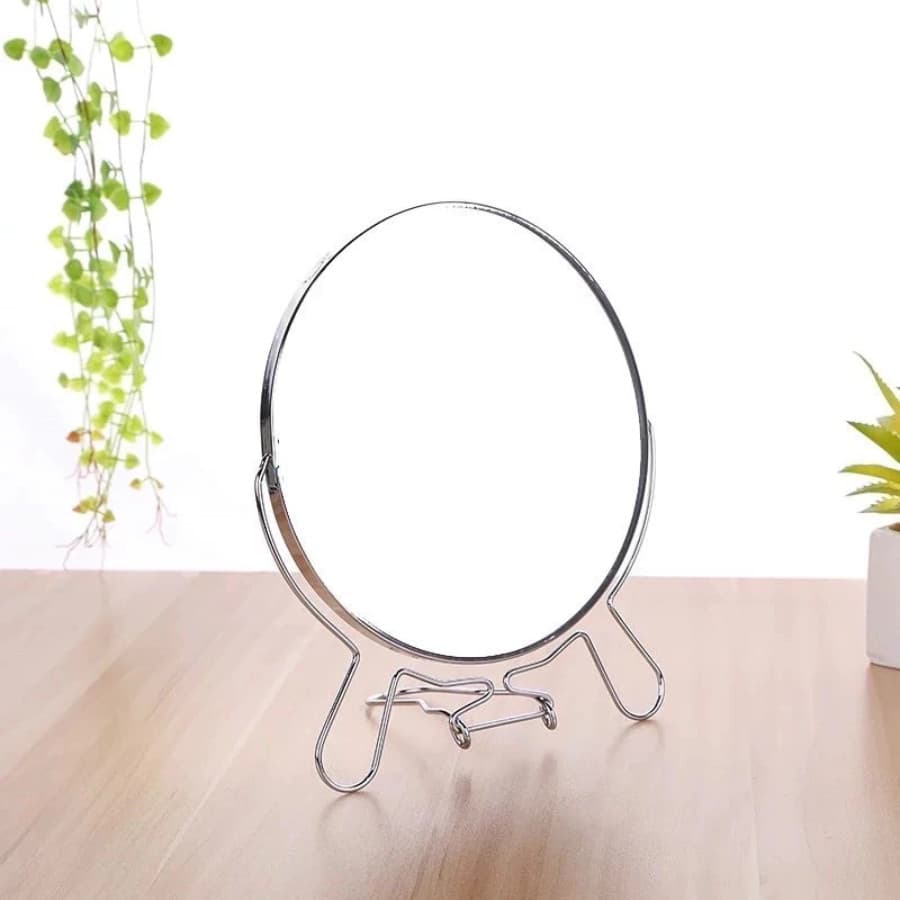 Espelho de Mesa com Aumento 7 Polegadas Giratório Inox Luxo Ideal Maquiagem Skincare Beleza