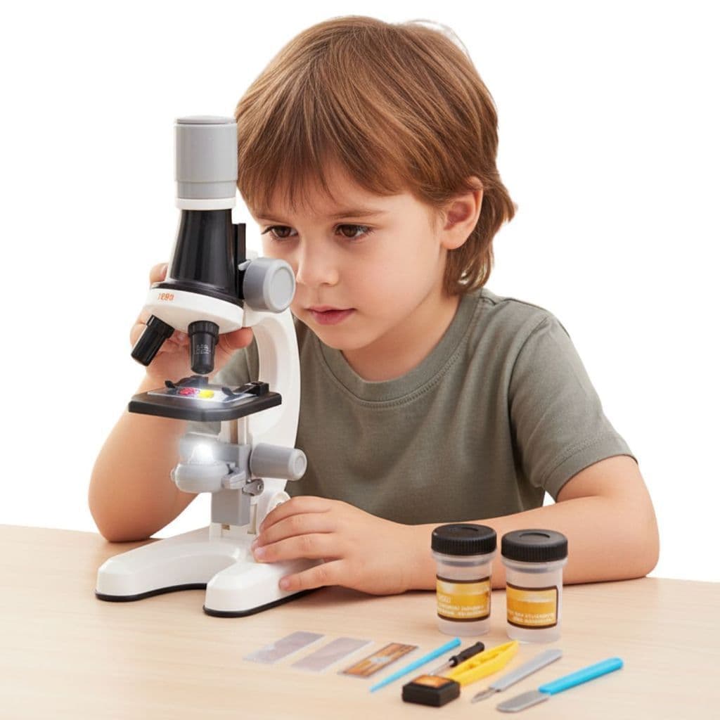Microscópio Infantil 1200x Profissional Kit Ciência Completo Brinquedo Educativo