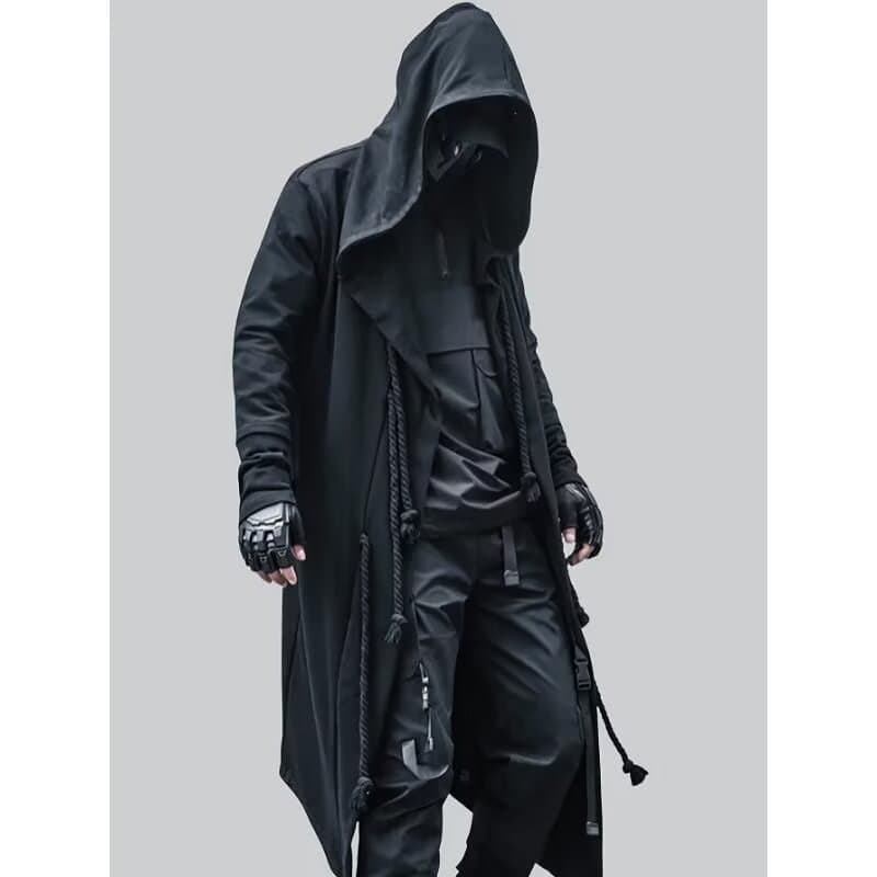CHUXU Guerreiro Escuro Longo Casaco Com Capuz Estilo Gótico Masculino Outono Moda Streetwear