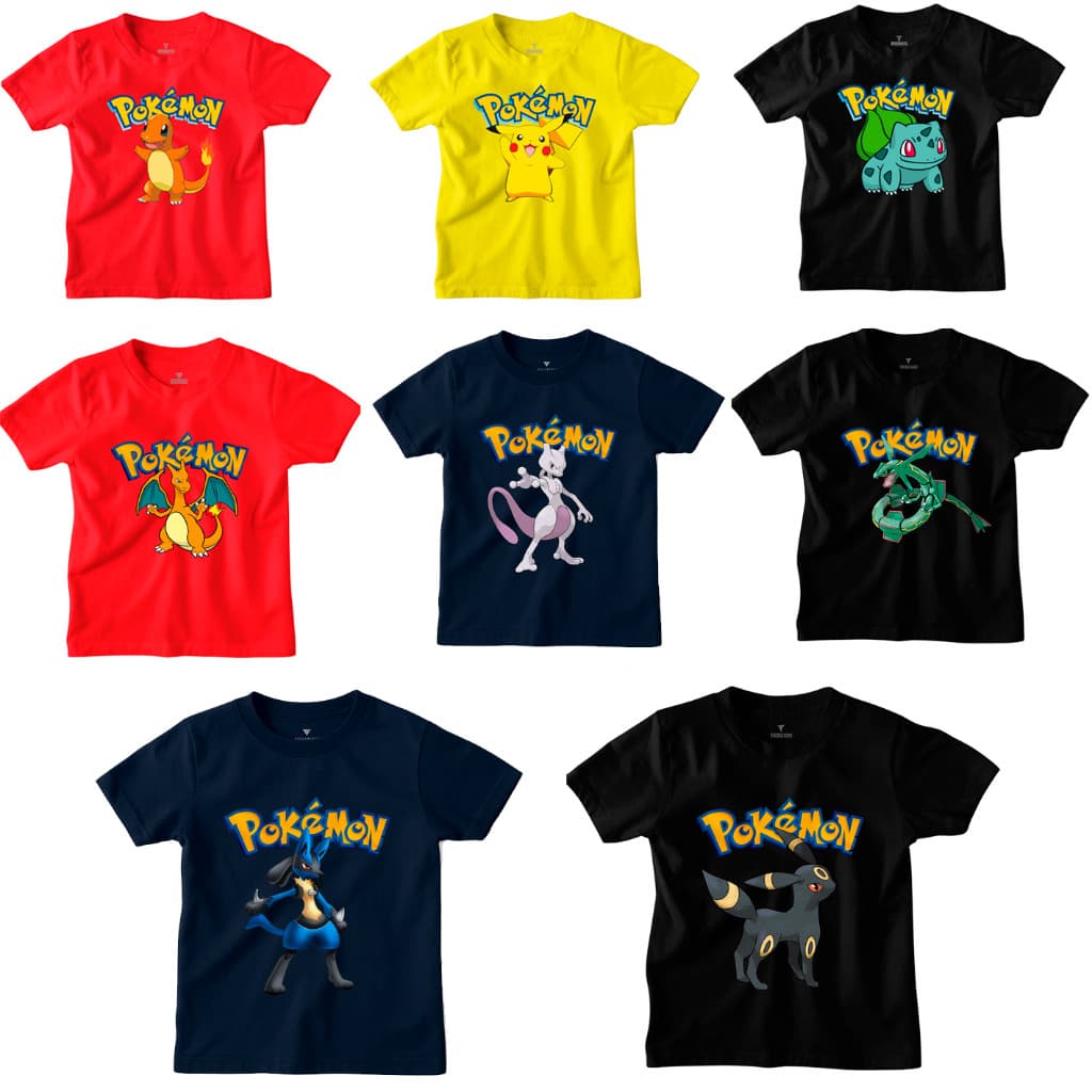 Camisa Infantil Pokémon Desenhos 100% Algodão Fantasia Adulto