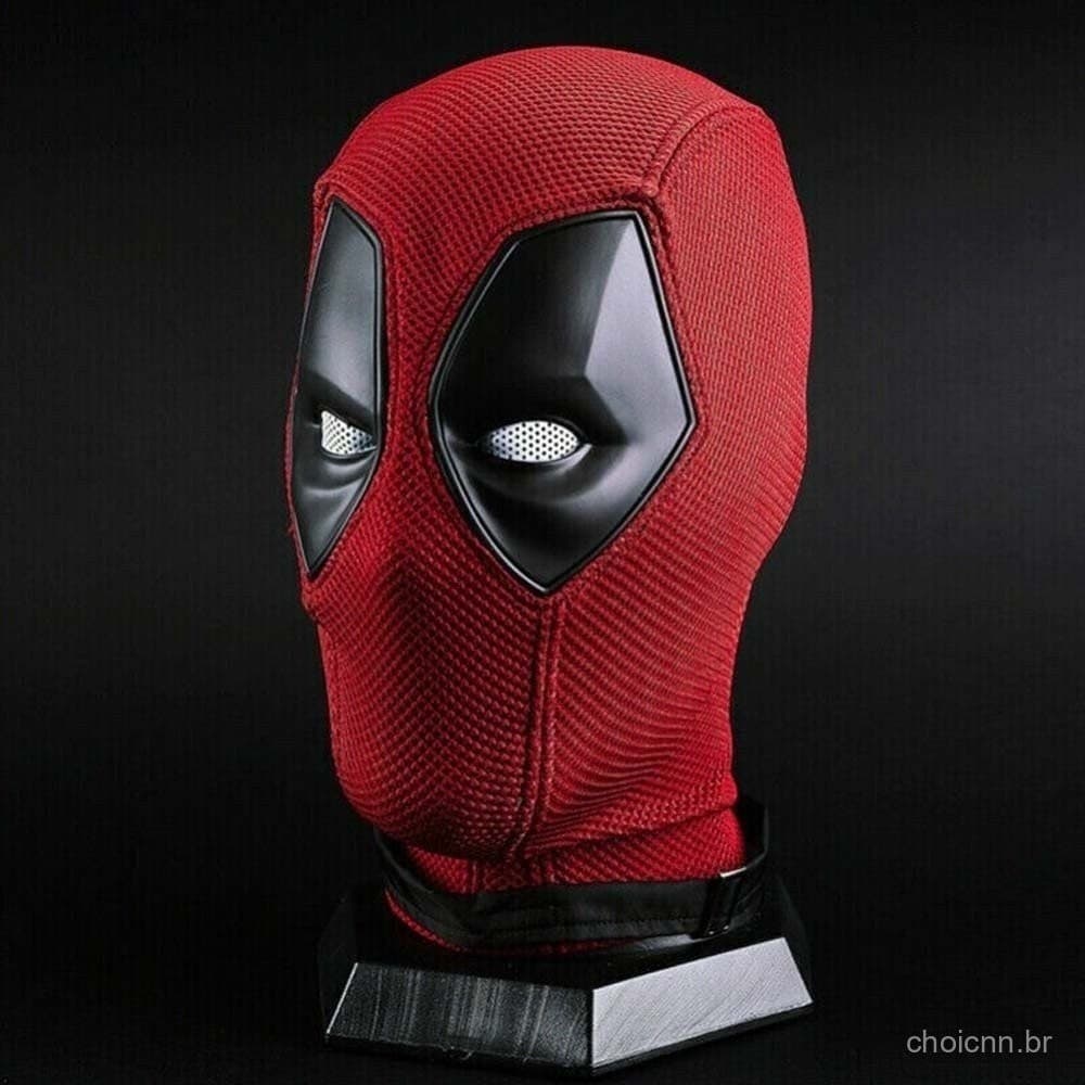 Máscara facial completa de alta qualidade para cosplay Deadpool, capuz de malha respirável para Halloween, perspectiva