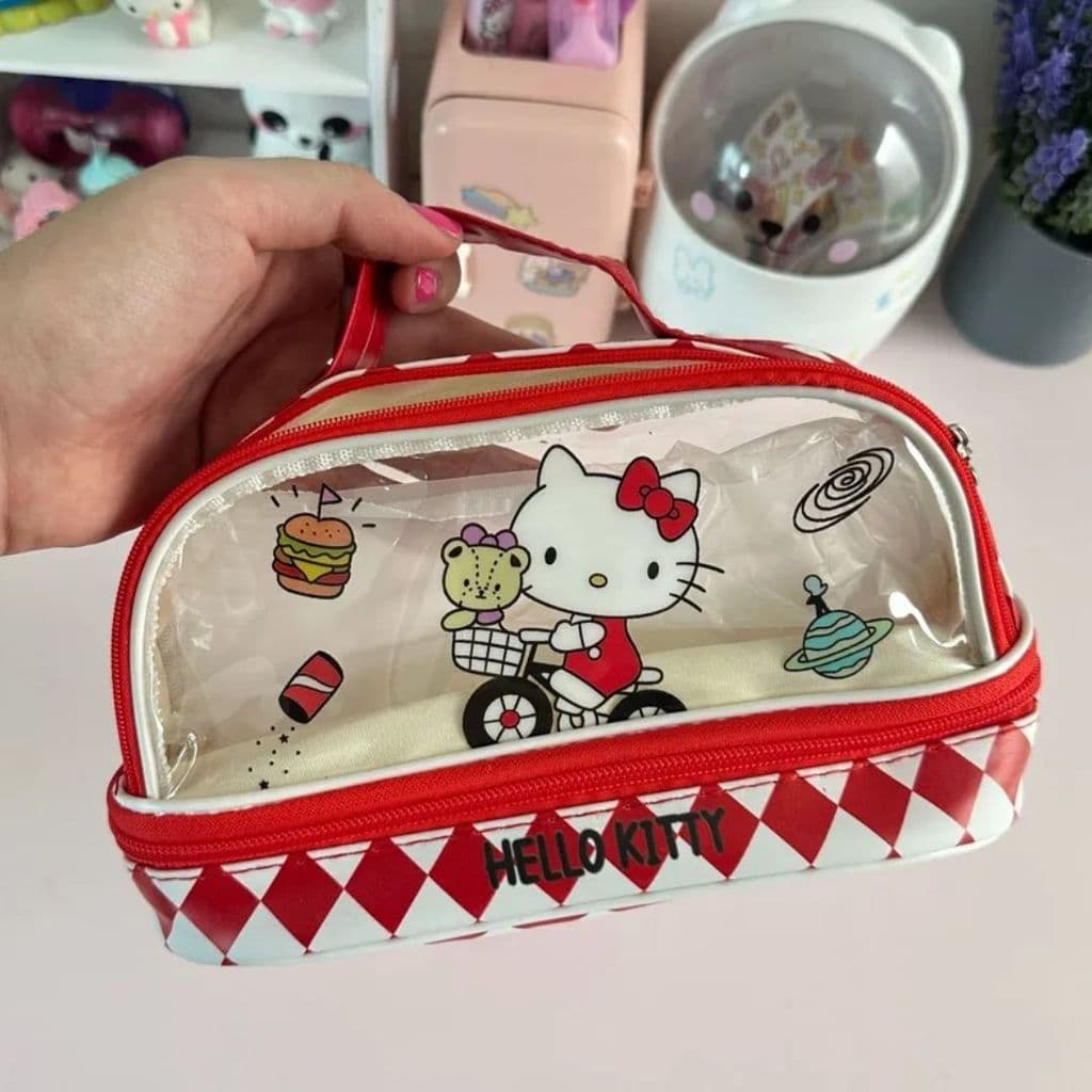 ESTOJO ESCOLAR TEMÁTICO HELLO KIT| MATERIAL ESCOLAR| ESTOJO CRIATIVO| 2 DIVISÓRIAS