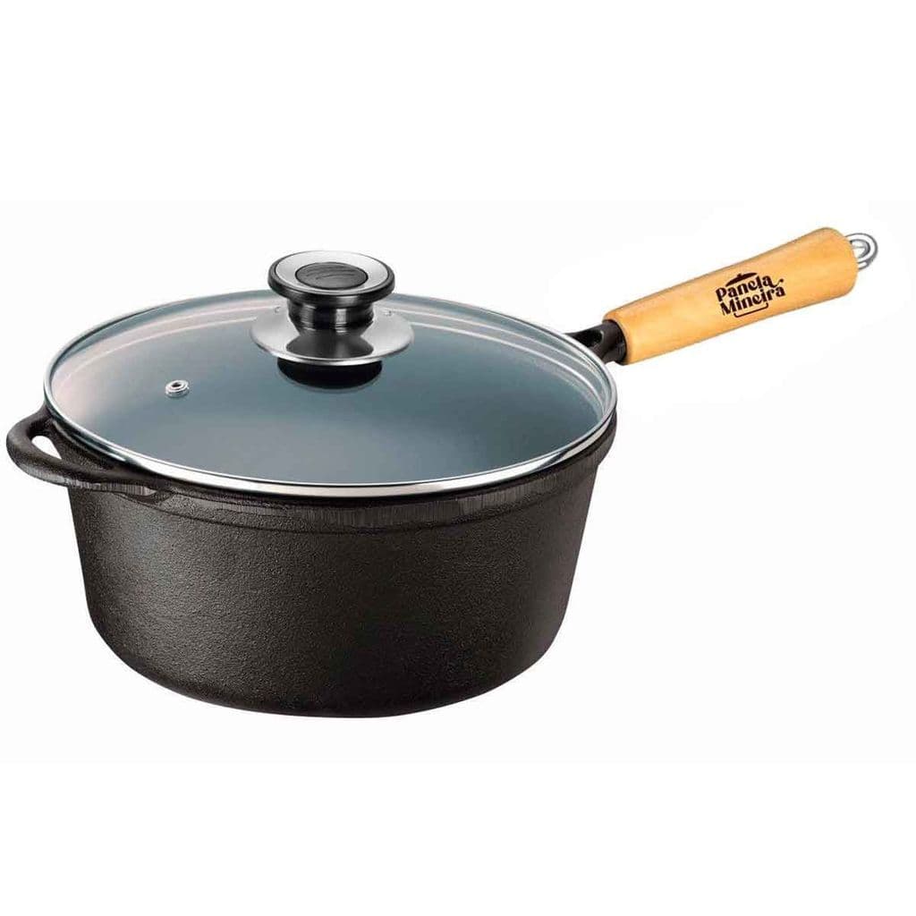 Caçarola 22x17cm 3,2L tampa vidro Panela Mineira