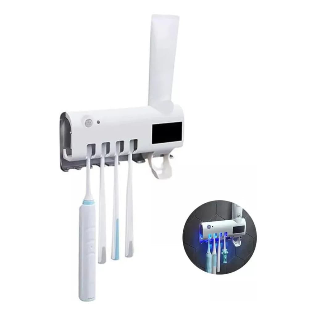 Dispenser De Pasta De Dente Esterilizador UV Solar Suporte 4 Escovas Antibacteriano Inteligente 🪥✨☀️