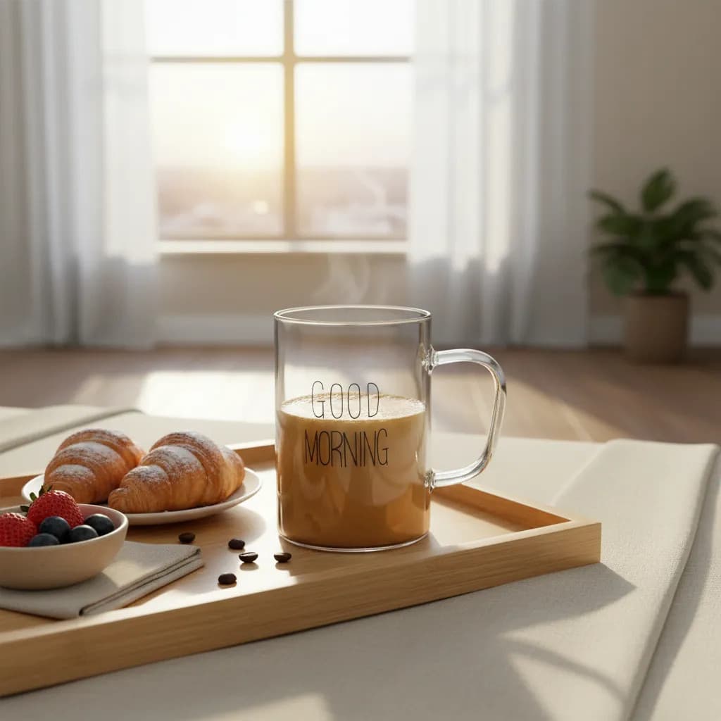 Caneca de Vidro Borossilicato Good Morning 400ml