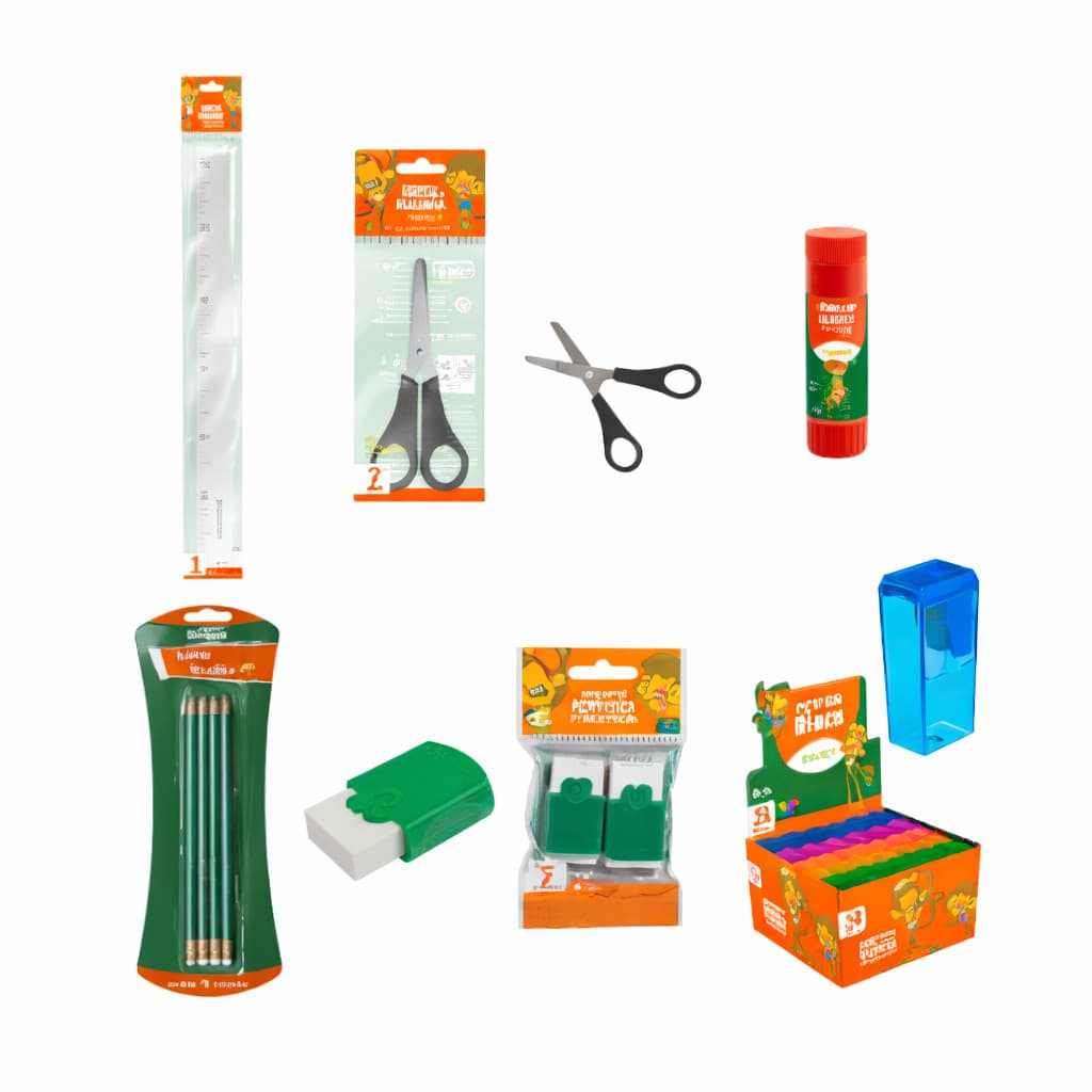 Kit10 Escolar Lápis Borracha Apontador Tesoura Régua Leo&Leo