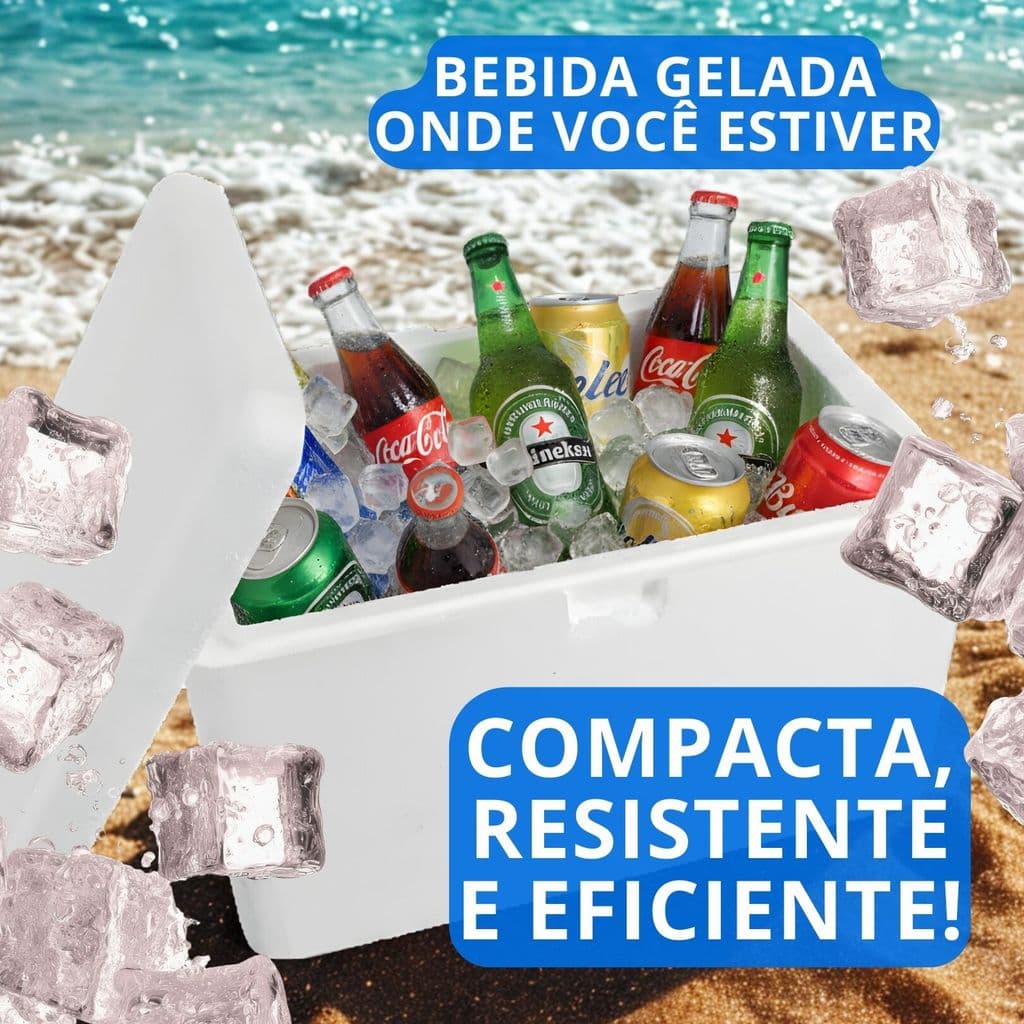 Caixa de Isopor 35 Litros Térmica Para Gelo Pereciveis Alimentos Mantém Gelado e Quente
