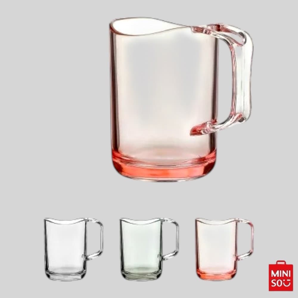 CANECA COPO DE PLÁSTICO ACRÍLICO TANSPARENTE SEM TAMPA COM ALÇA PARA COLOCAR ESCOVA OU TALHER SORTIDO 400ML COLORIDO