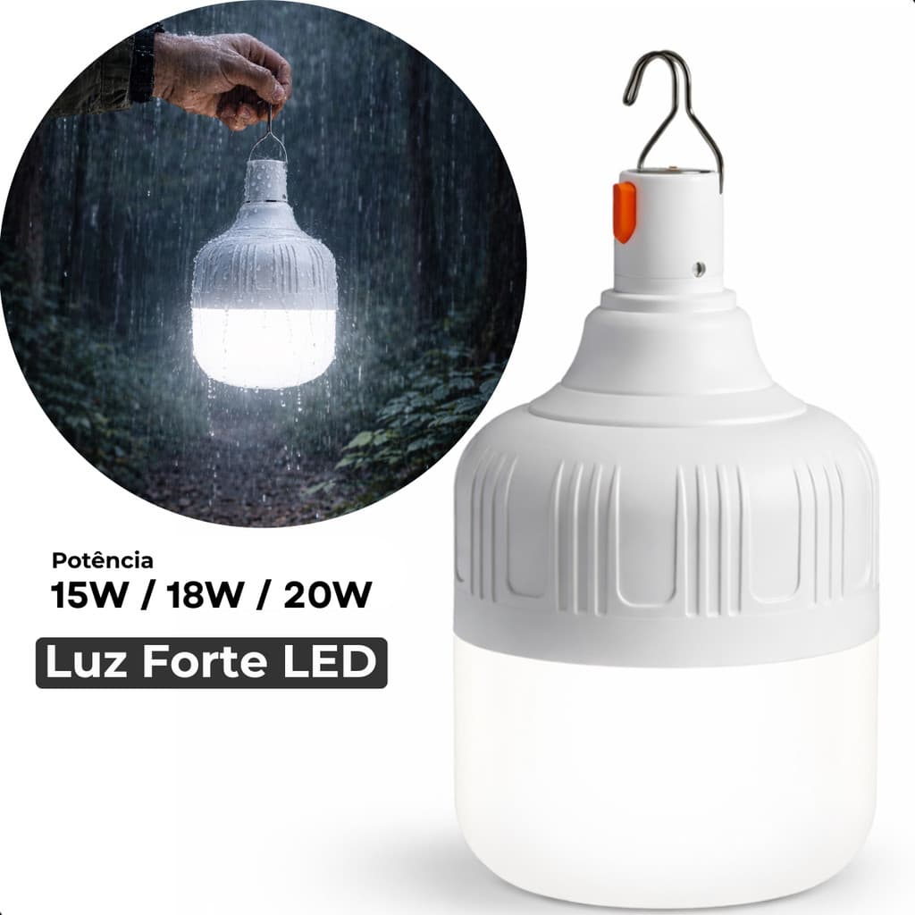 Lampião LED Camping Recarregável USB Lanterna