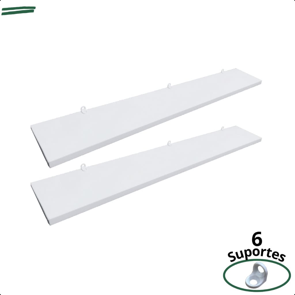 Kit 2 Prateleira Branca 70X10 + Suporte Flutuante Mdf  Organizadora Decoração Cozinha Banheiro Sala
