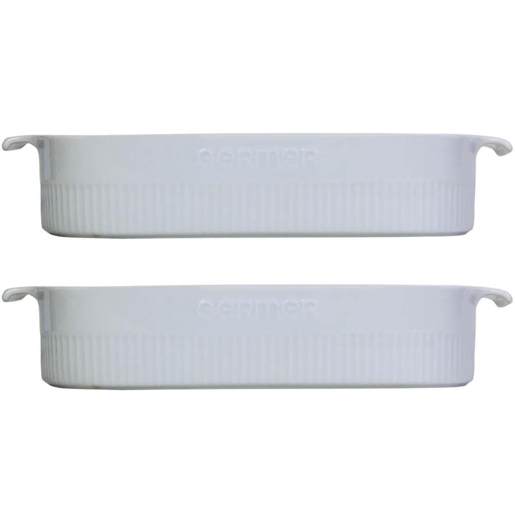 2 Travessas de Porcelana Germer Branca 2,5L 30x21cm Assar e Servir Retangular