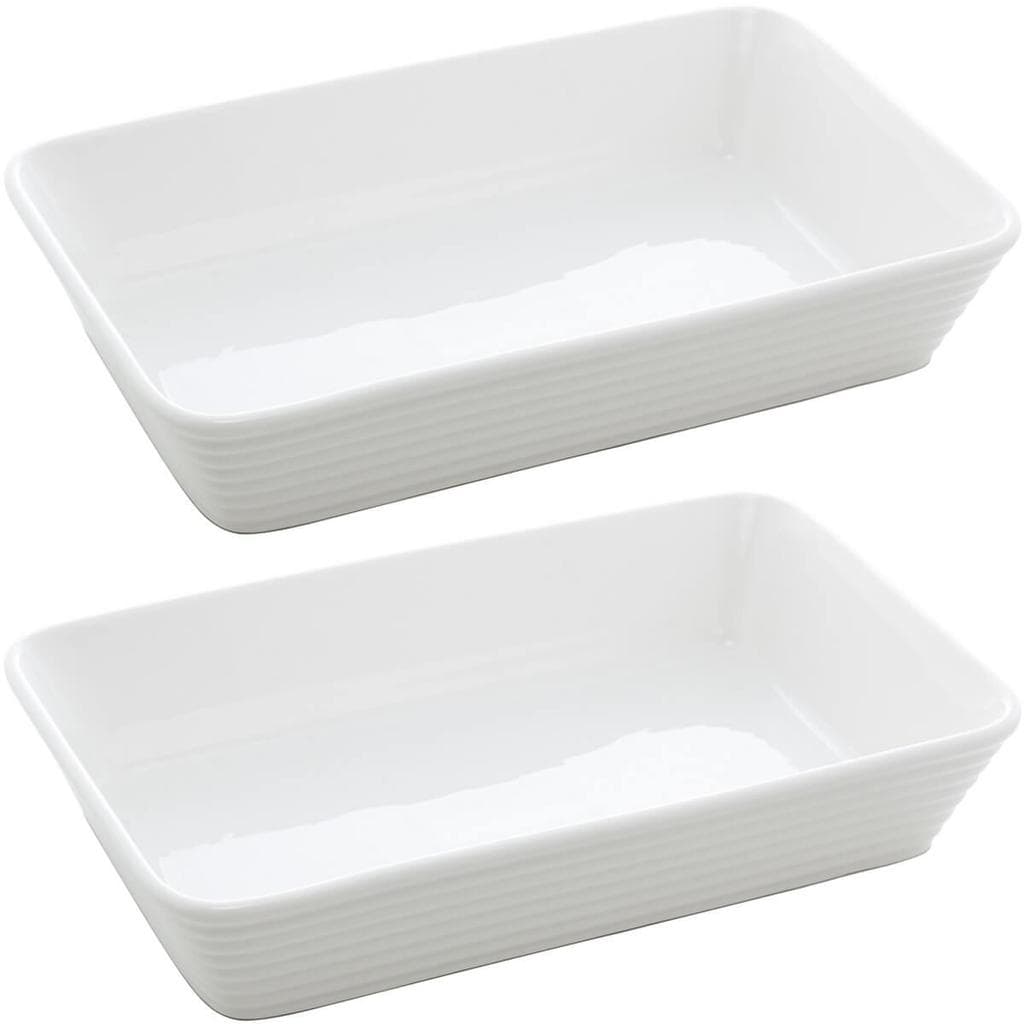 Kit 2 Refratários Línea de Porcelana Branca 29x20x5cm Lyor Travessa para Lasanha