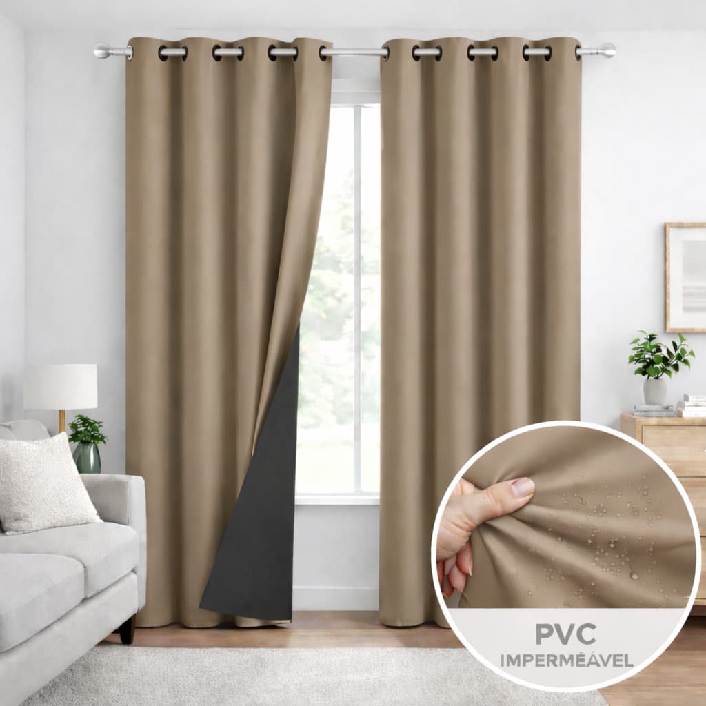 Cortina Blackout 280x160 PVC 100% Corta-Luz Para Sala Quarto Cozinha