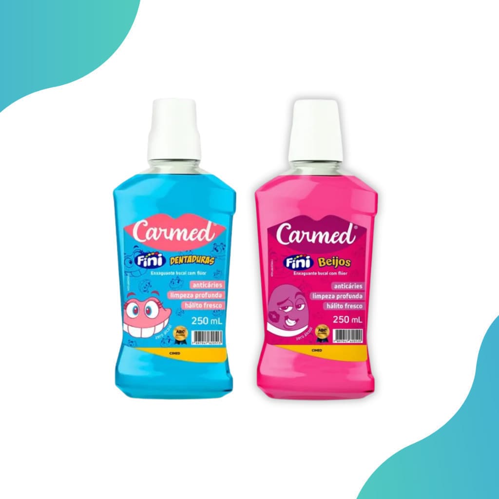 Kit 2 Enxaguante Bucal Carmed Fini Beijos e Dentadura 250 Ml