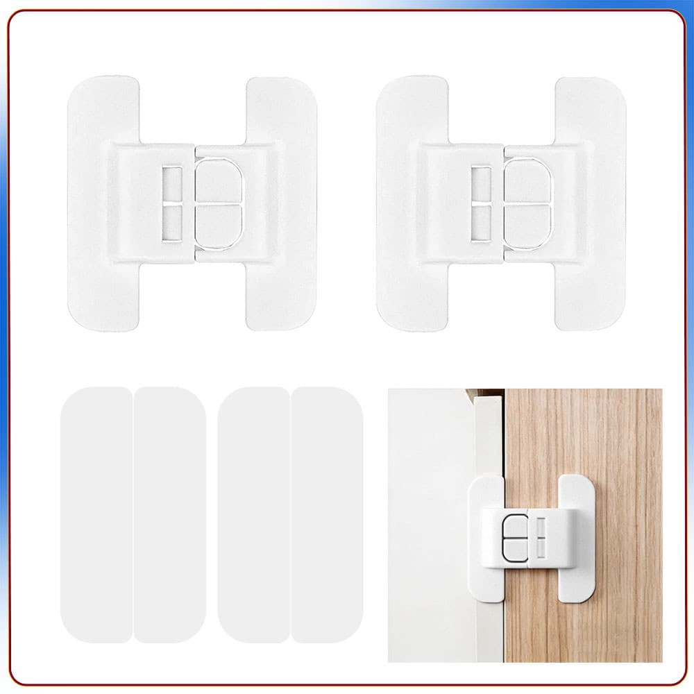 Kit 2 Trava de segurança para geladeira trava à prova de crianças para porta de geladeira/freezer + fita adesiva Branco