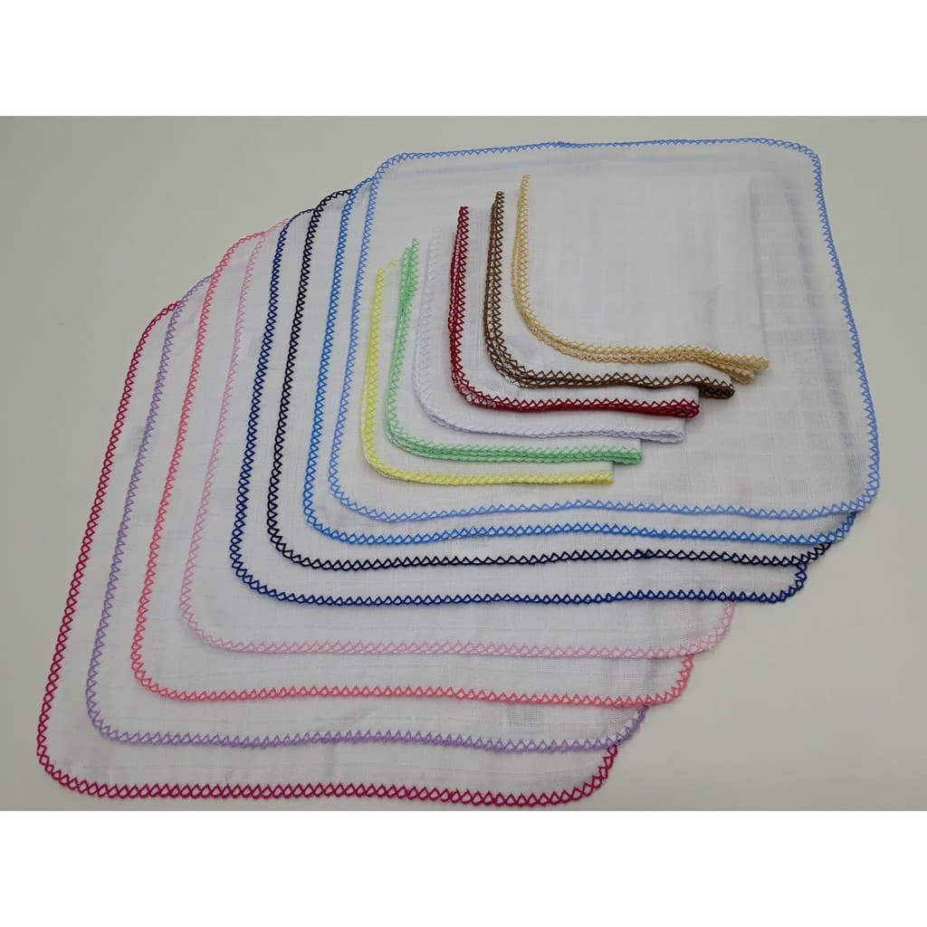 Kit 10 Fralda De Boca Quadriculada 33x33cm Com Crochê
