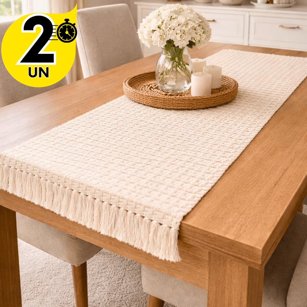 Passadeira de Mesa 1/2  Artesanal em Tear Manual Premium  – Elegância Natural para Eventos Especiais