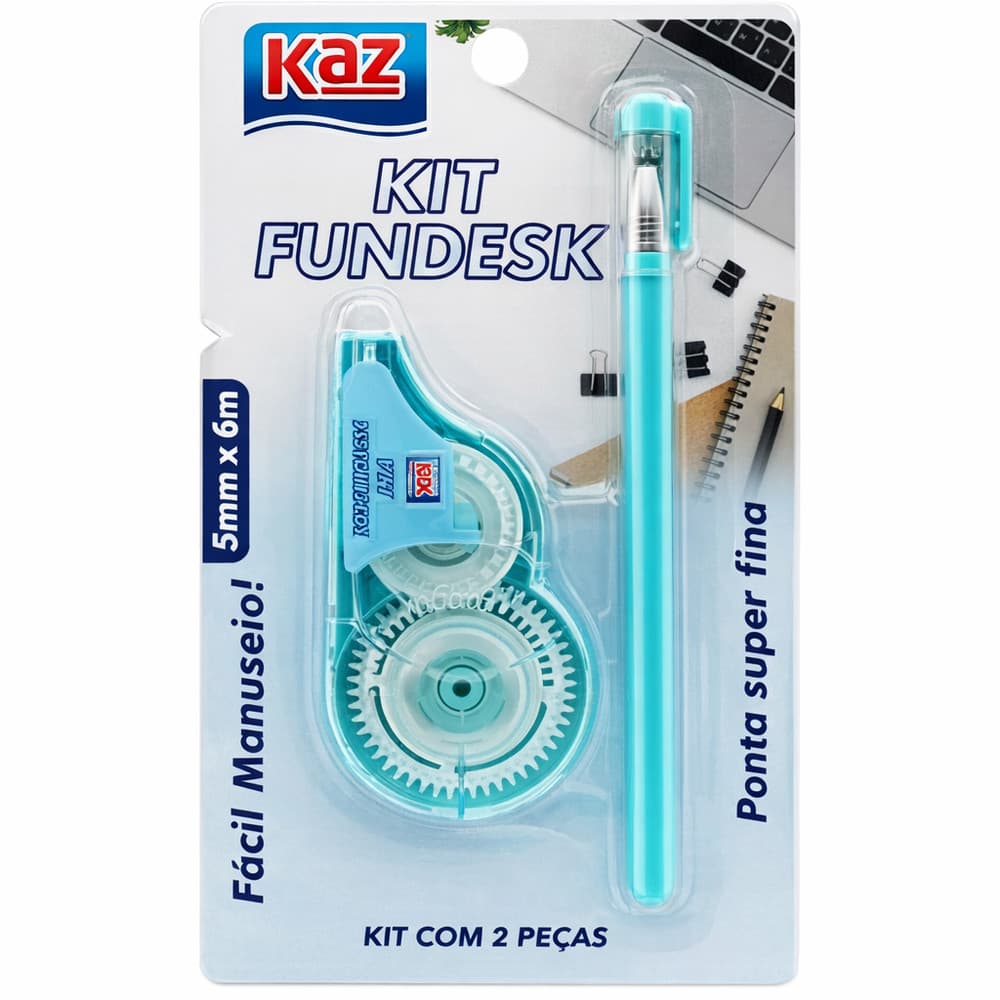 Kit Fundesk Kaz Caneta + Corretivo Em Fita