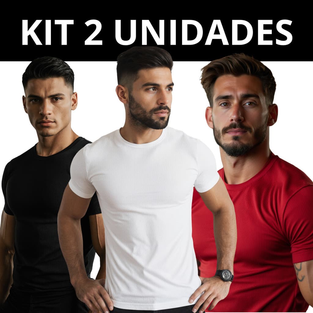 Kit 2 camisetas canelada masculinas estilo americano slim fit ribana estilosa gringa slim fit