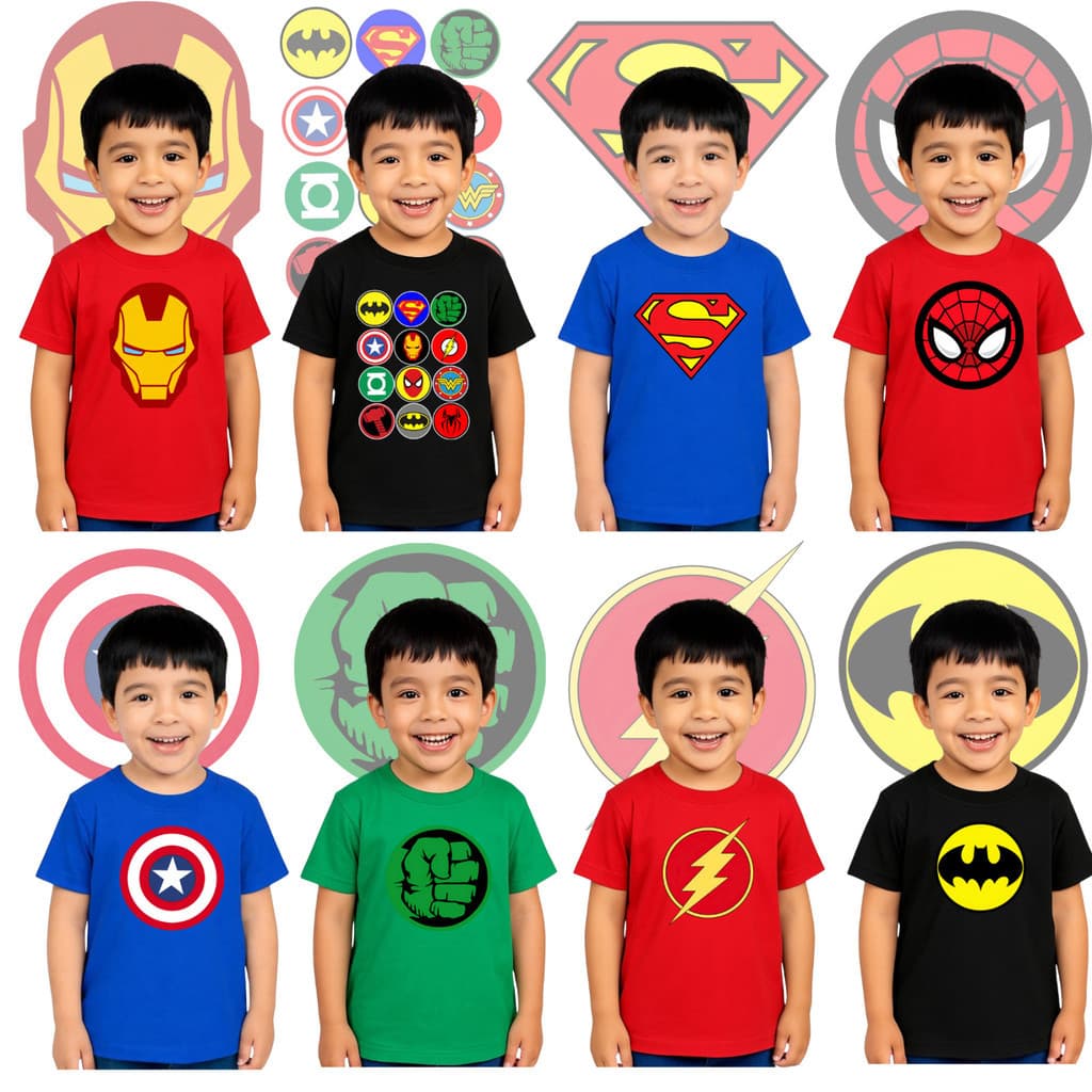 Camisa Estampada HEROIS Meninos Infantil  100% Algodão - Envio Rapido