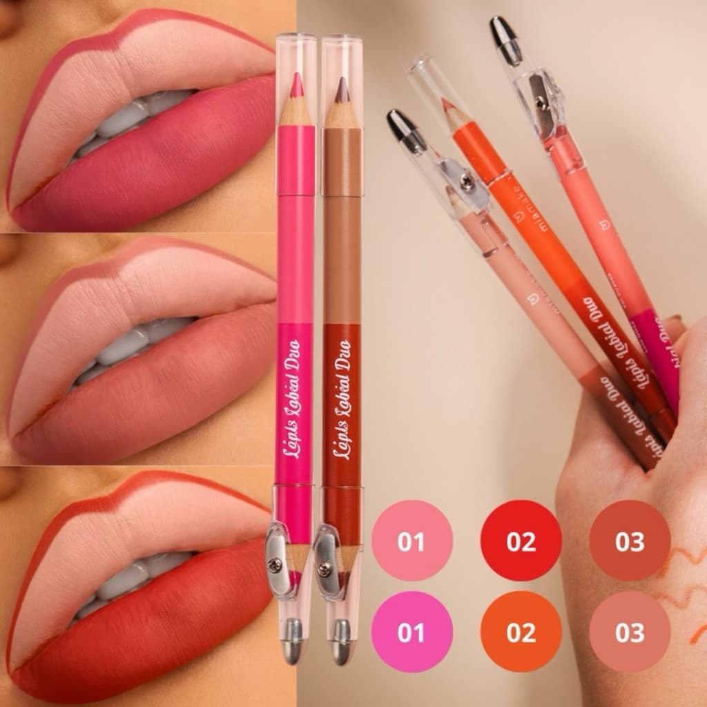 Lápis Labial Contorno 2 em 1 Nude Vermelho Rosa macio Delineador lips Longa Duração Alta Pigmentação Lip Combo