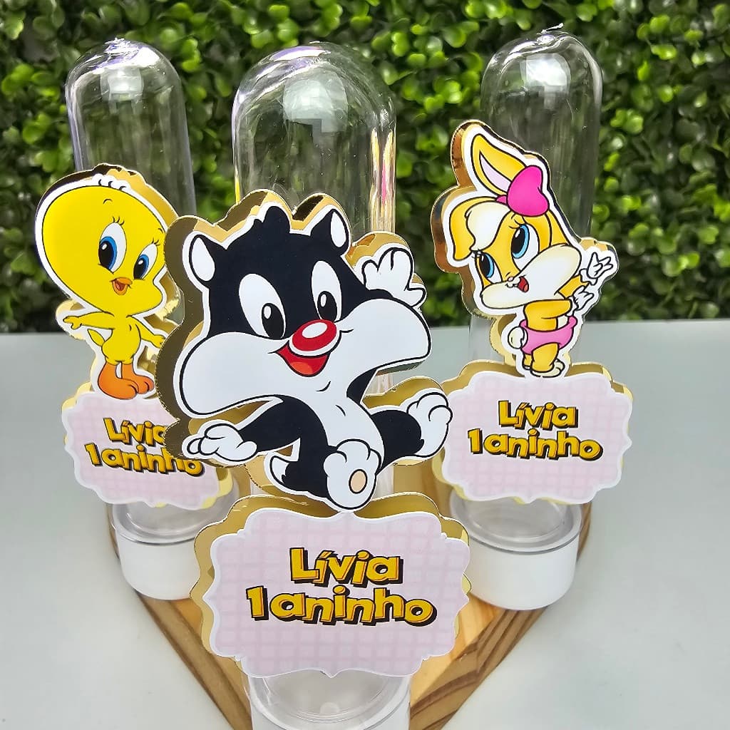 Tubete com Aplique 3D BABY LOONEY TUNES - Festa infantil - Aniversário - Lembrancinha