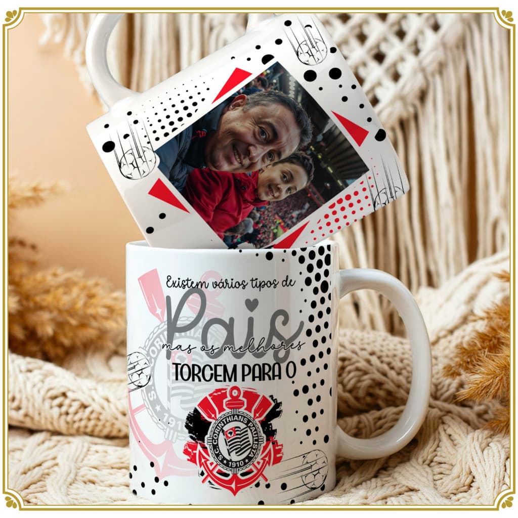 Caneca de Porcelana Personalizada com foto Dia dos Pais Todos os times