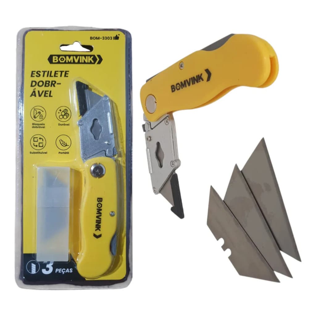 Estilete Segurança Profissional Trapezoidal Dobrável Lâmi