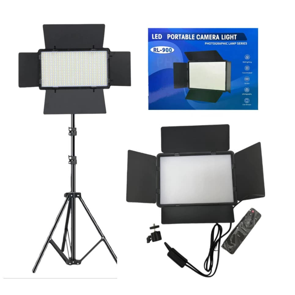 Luz LED Portátil para Câmera RL-900 com Tripé 2m- Perfeita para Lives, Fotografia e Estúdio!