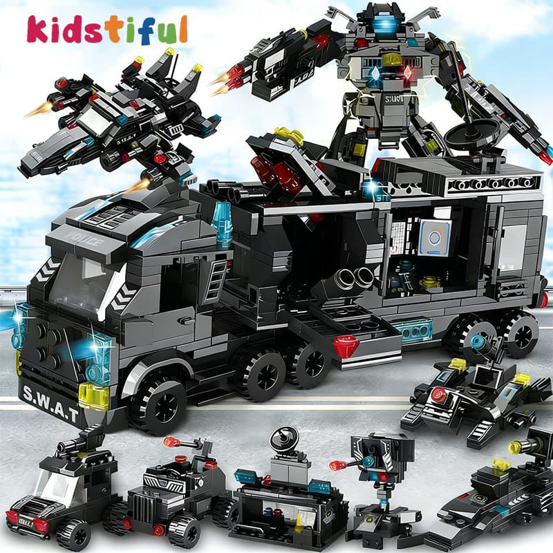 Blocos de Montar Swat 585 Peças Polícia Avião Brinquedos de Menino