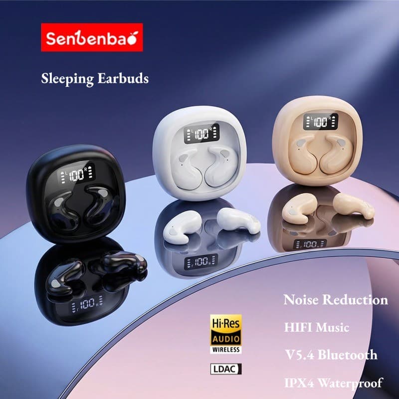 Senbenbao X55LF Fones De Ouvido Para Dormir Mini , Estéreo Bluetooth TWS Com Microfone HD , IPX5 À Prova D'água