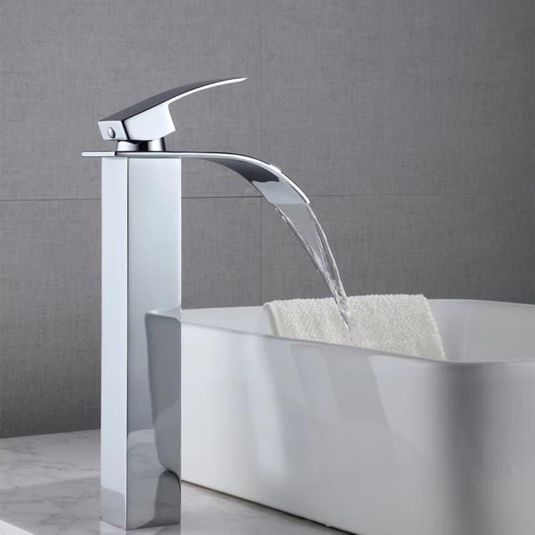 Torneira Banheiro Aço Inox Monocomando Cascata Bica Alta Acabamento Brilhante Cor Preto Acabamento Fosco Winda