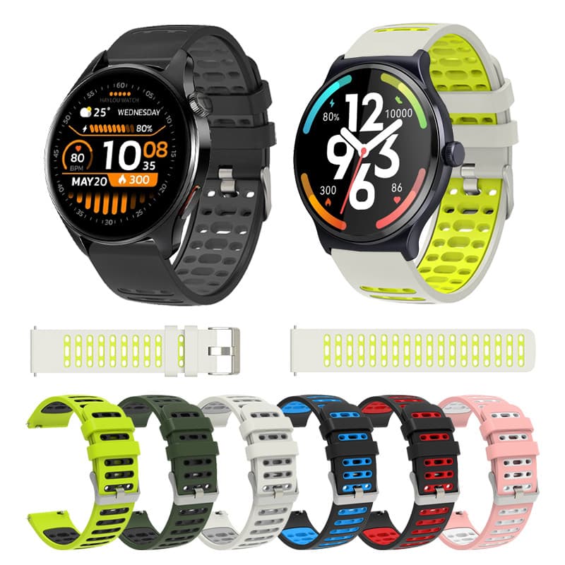 Pulseira De Silicone Esportiva Porosa Para Haylou Solar Lite RT3 Neo Watch 2 Pro RS5 S6 4S Correspondência De Cores