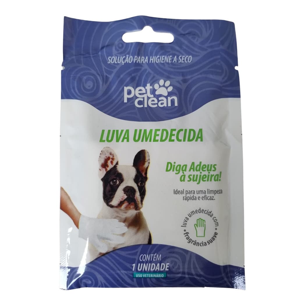 Luva Umedecida Pet Clean Higiene Cães Gatos Roedores Banho