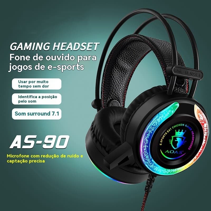 Fone De Ouvido LED Gamer Com Microfone | Para Celular PC E Videogame Som De Alta Qualidade