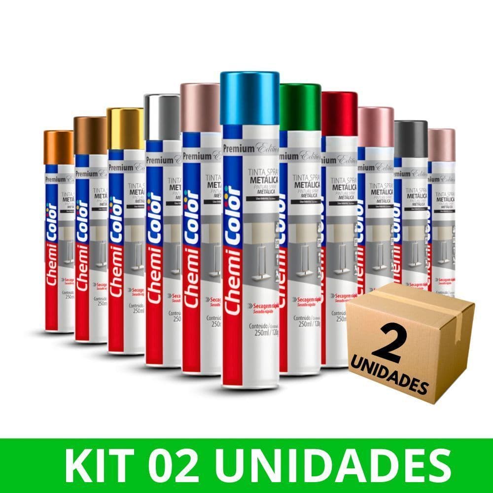 Kit 2 Tinta Spray Chemicolor 250ml Metálica Alta Cobertura Secagem Rápida Alta Performance