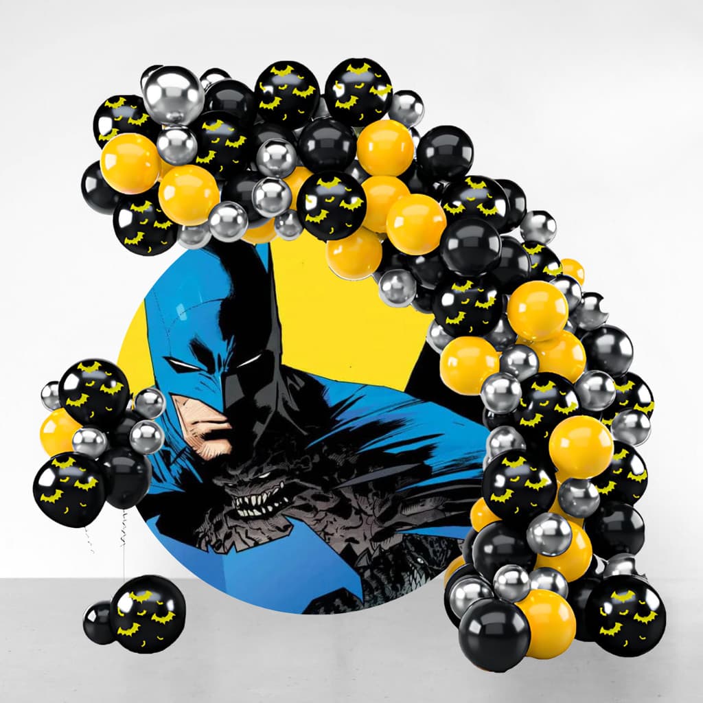 Kit Festa 150 Balões Batman + Fita Arco - Balão Bexiga Liso/Cromado Para Aniversários