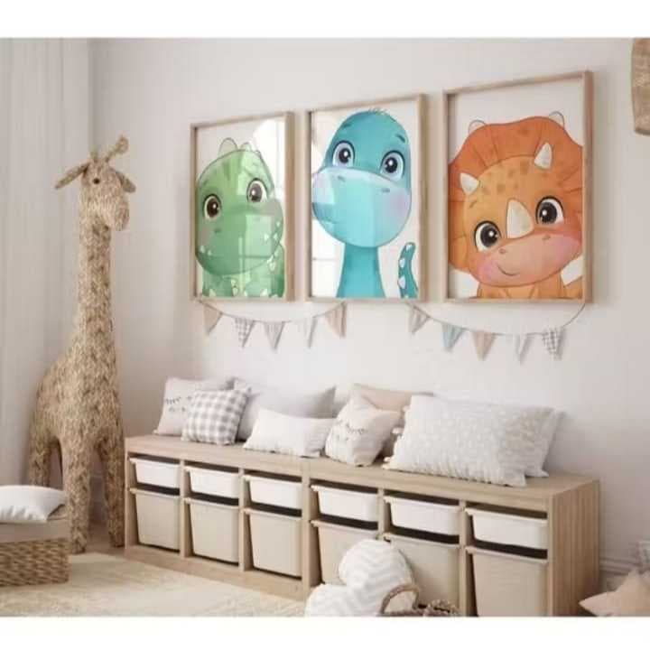 quadros personalizados dinossauro kit com 3 auta ressoluçao