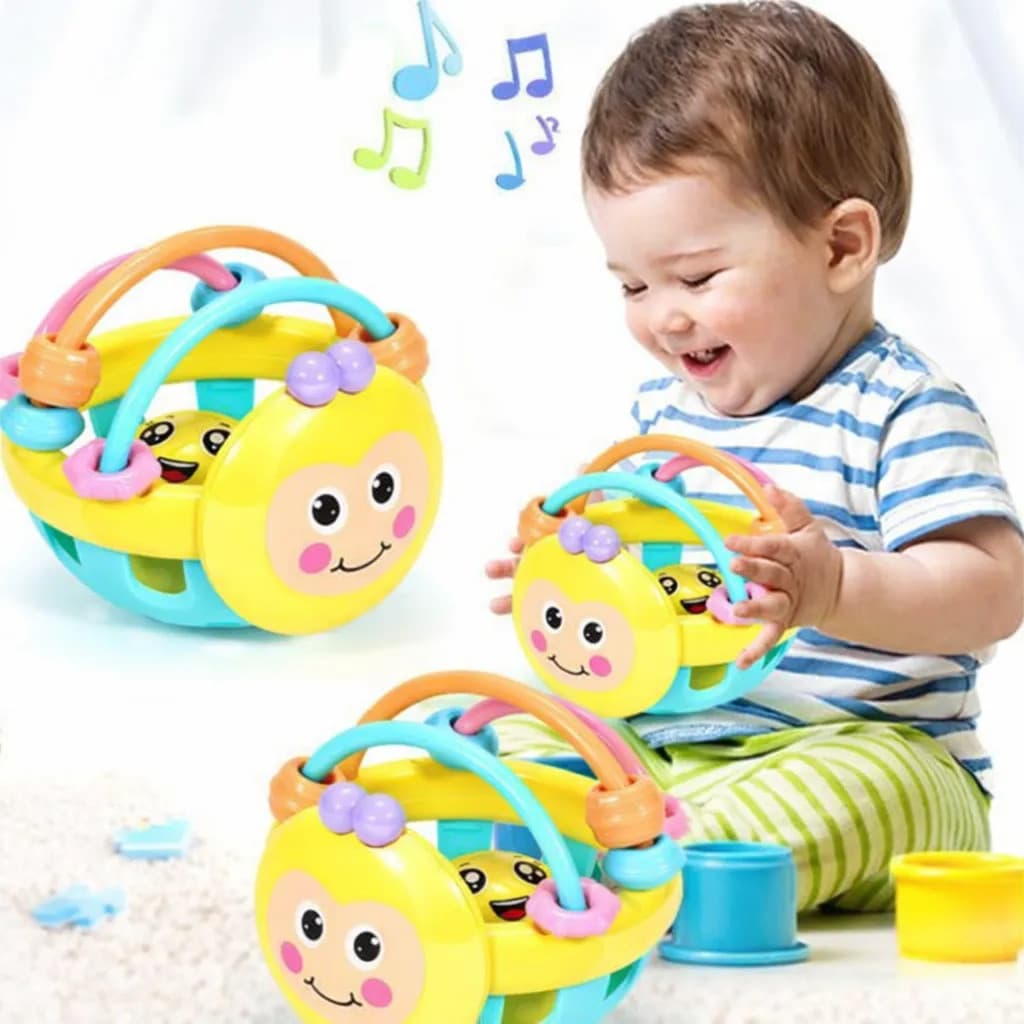 Chocalho Infantil Bola Sensorial Bebê Brinquedo Educativo Desenvolvimento Motor