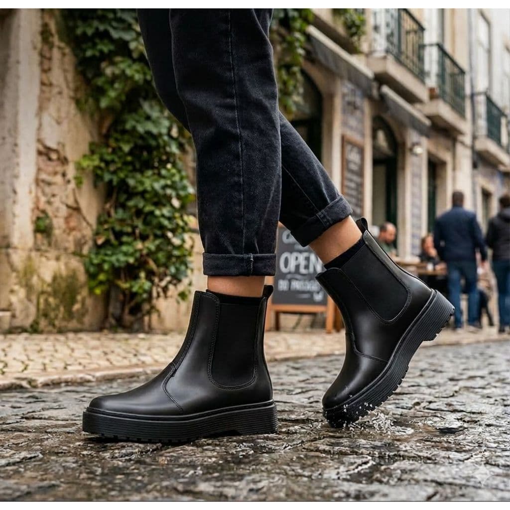 Bota Cotorno Feminina Básica Chelsea Estilo Conforto Inverno