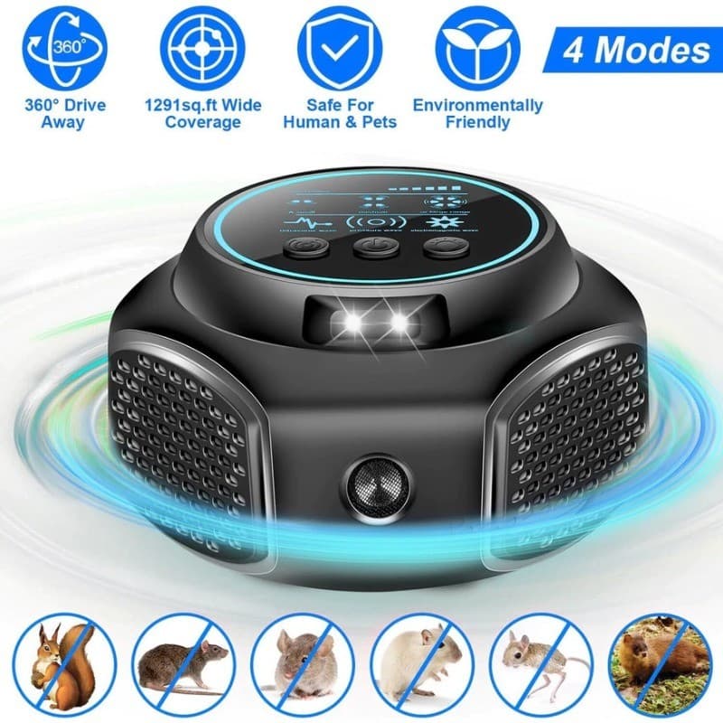 Repelente Ultrassônico Eletrônico para Ratos, Baratas e Mosquitos 360°